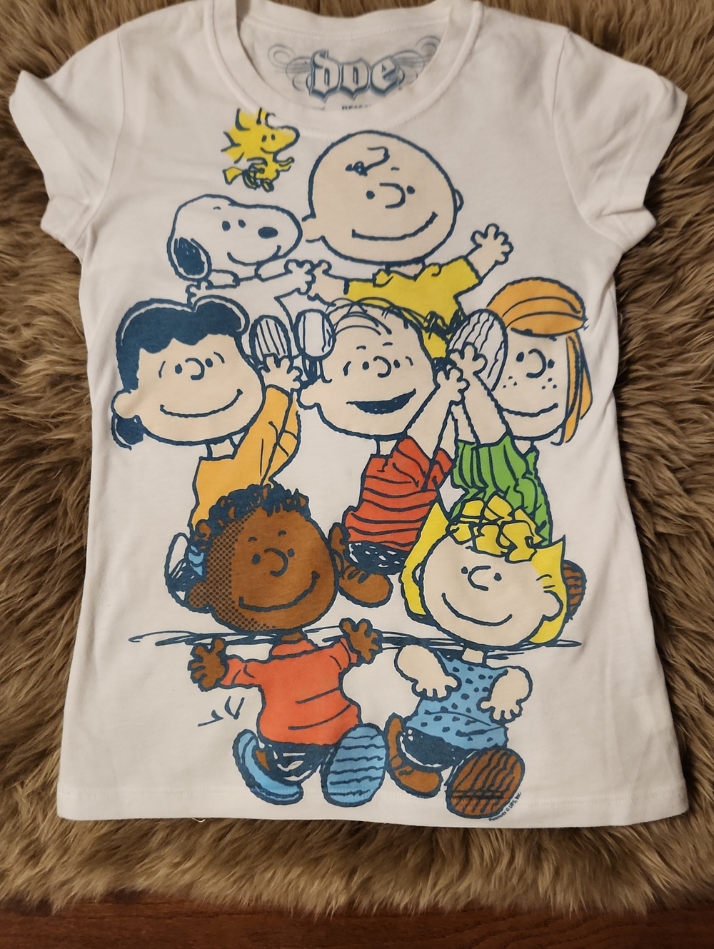 Peanuts Graphic Short Sleeve Tee - White with Multicolor Cartoon Print